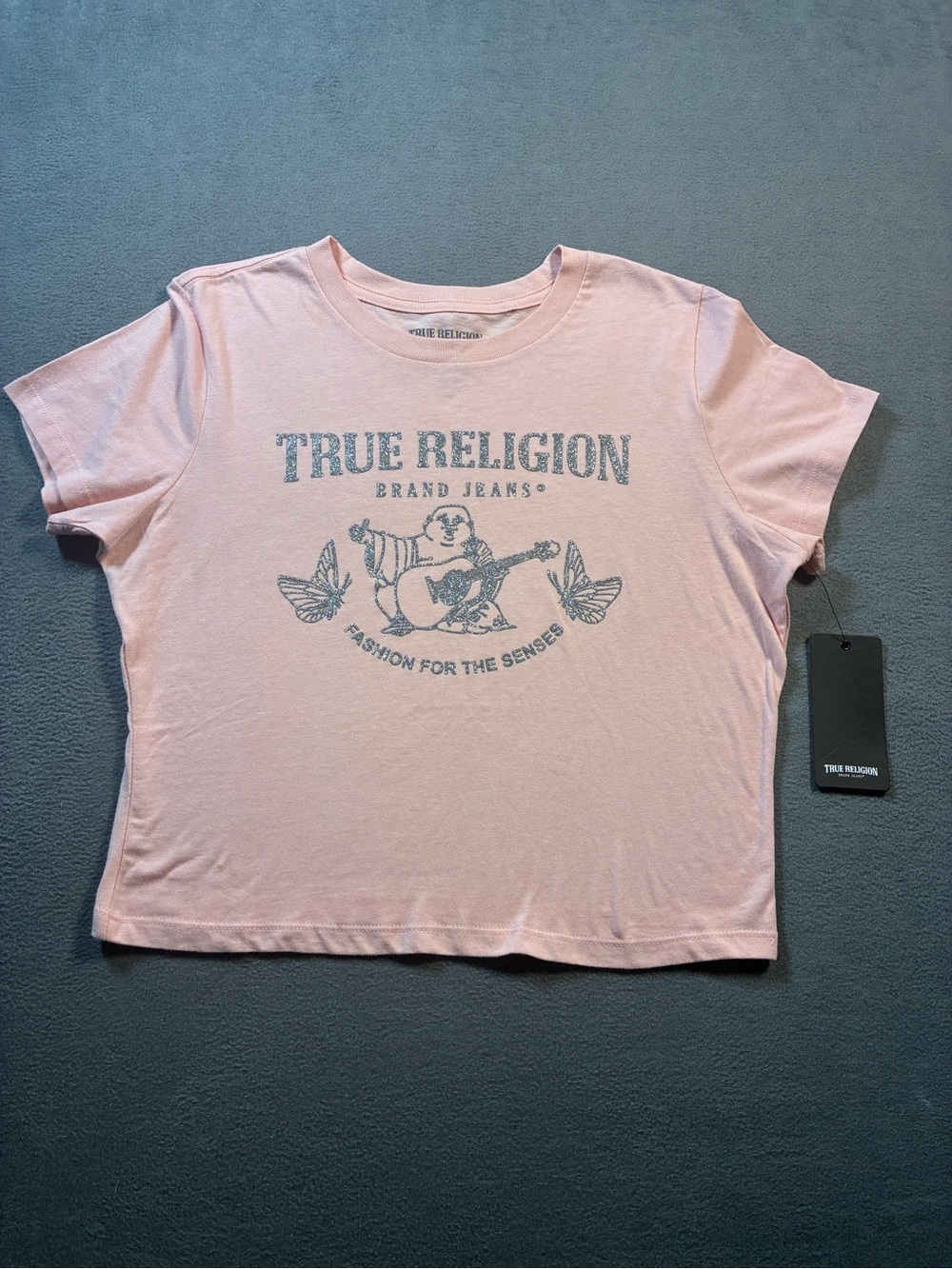 True Religion Light Pink Graphic Logo Short Sleeve Tee